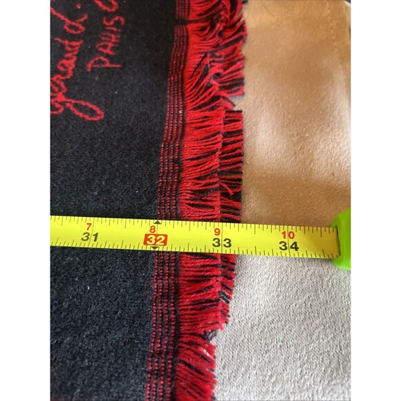 Beautiful Girard d.y PARIS Embroidered Red & Black Acrylic Scarf Made In France - Picture 8 of 11